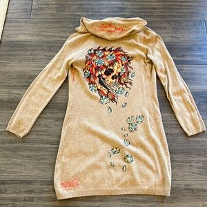 Ed Hardy Skull Floral Wool Cardigan